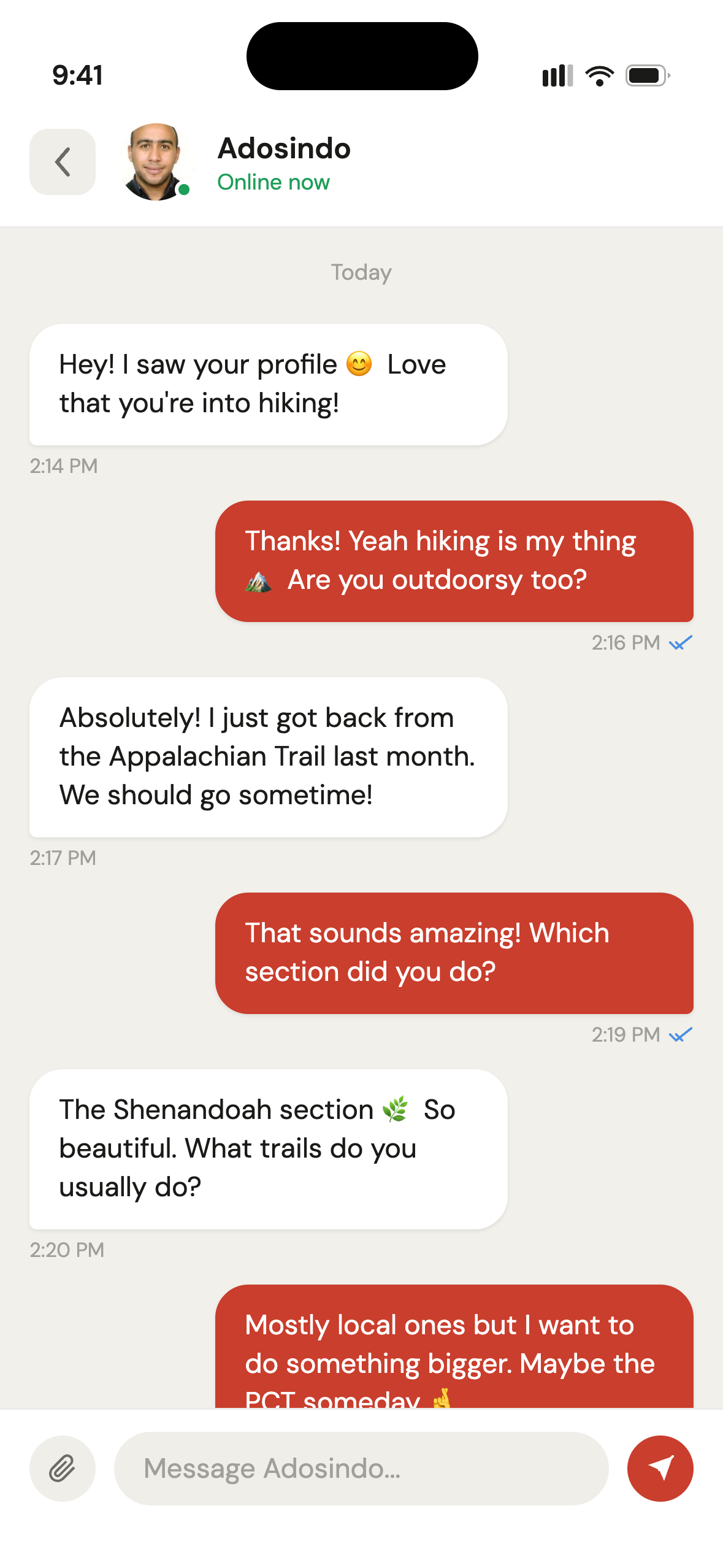 Gettit chat screen showing a real conversation between two users