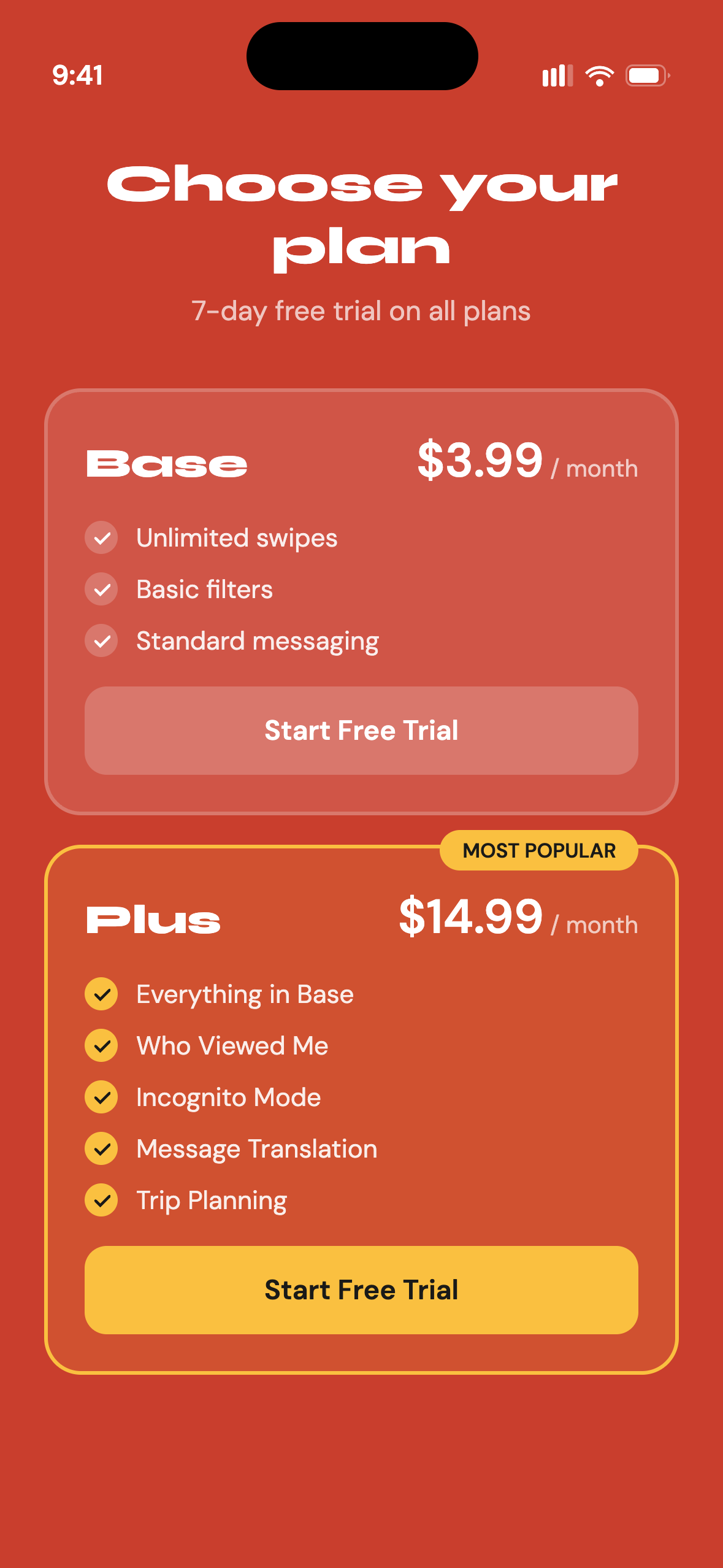 Gettit subscription pricing screen